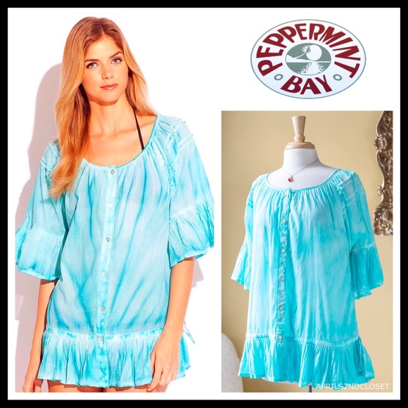 SWIMSUIT SWIM BLUE WHITE COVERUP TUNIC DRESS A2C - Picture 8 of 8